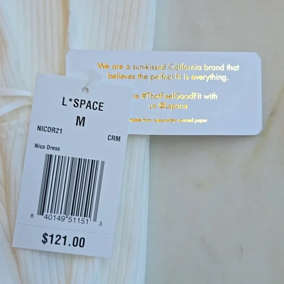 NWT L'Space Nico cut-out midi dress in cream size medium - Picture 11 of 14
